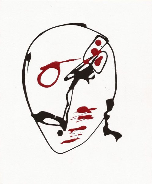 "El rostro de cualquiera". Esmalte y Novart. 23 x 20 cm, Emilio Valencia.