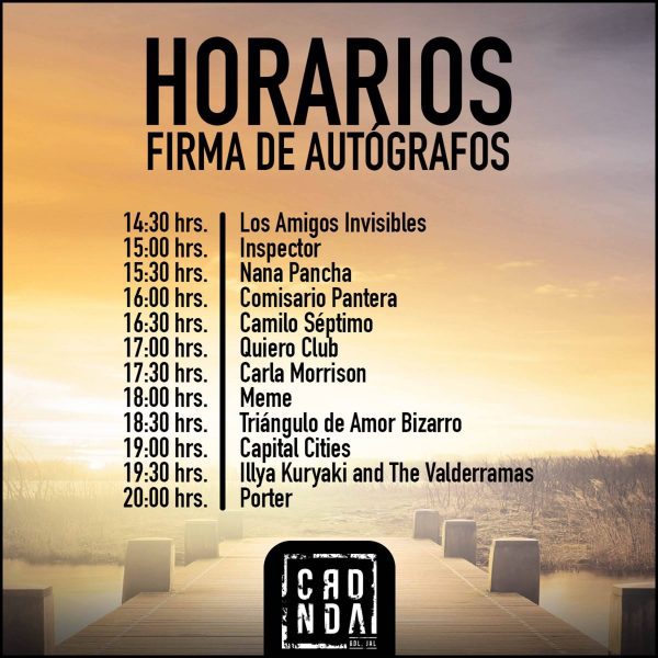 Horarios de la firma de autógrafos