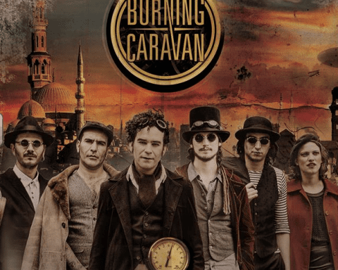 burning caravan
